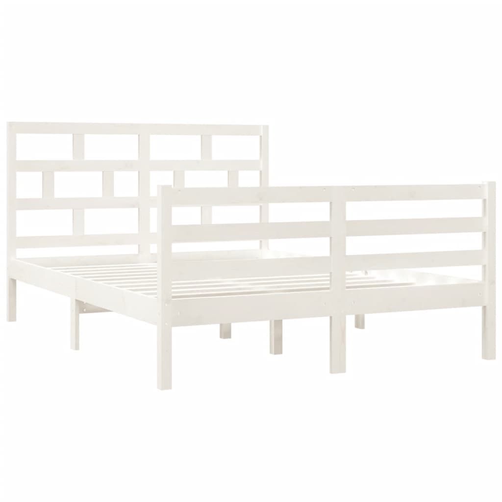 Cadre de lit sans matelas blanc bois massif