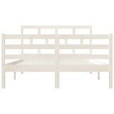 Cadre de lit sans matelas blanc bois massif