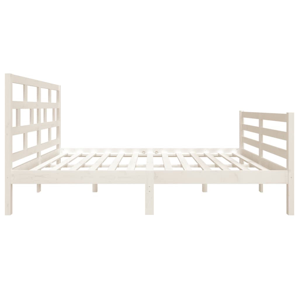 Cadre de lit sans matelas blanc bois massif