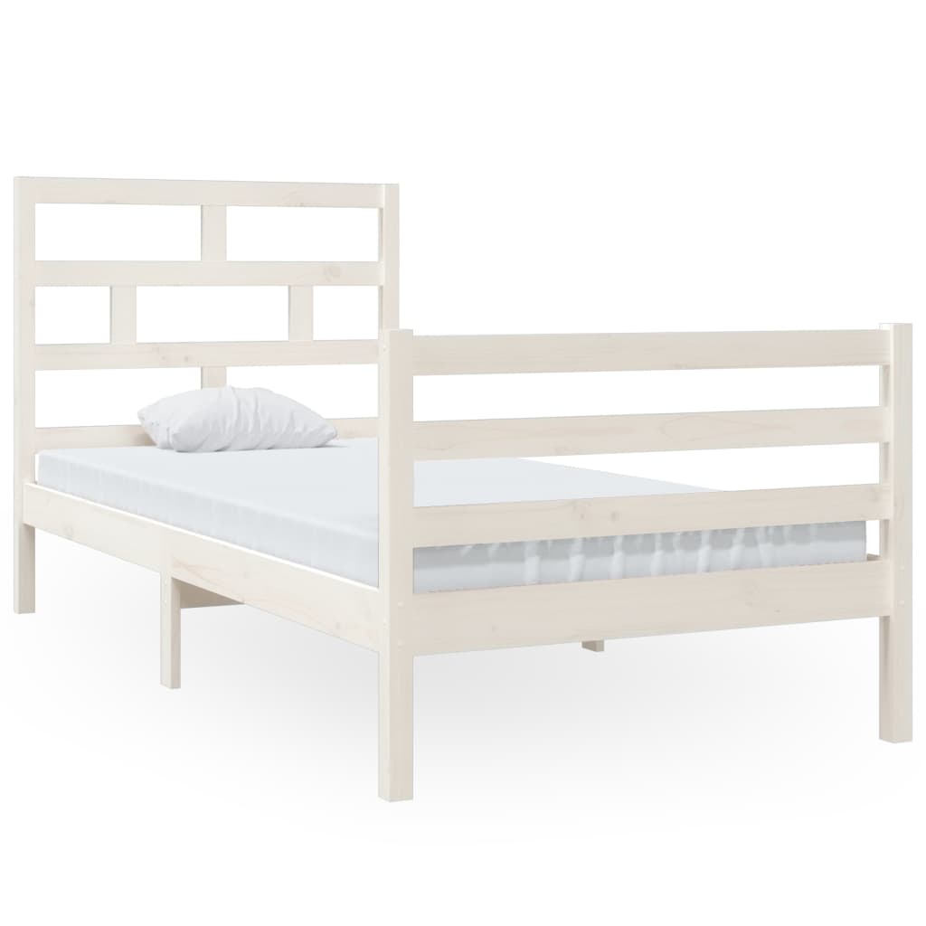 Cadre de lit sans matelas blanc bois massif 90x200 cm