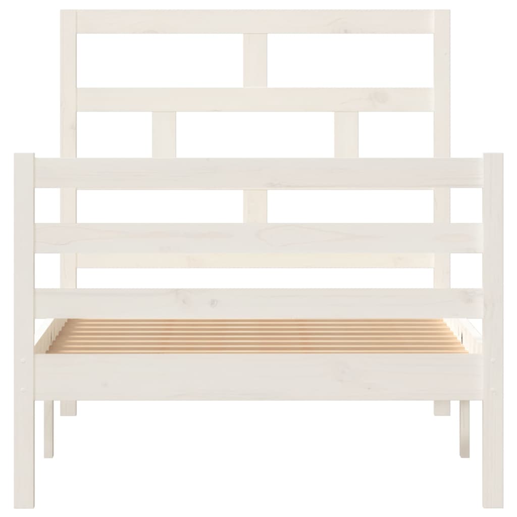 Cadre de lit sans matelas blanc bois massif 90x200 cm