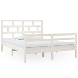 Cadre de lit sans matelas blanc bois de pin massif