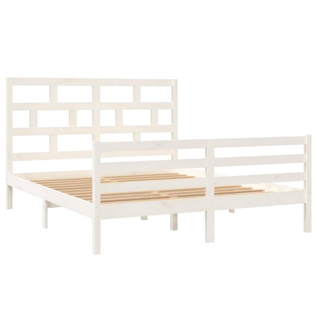 Cadre de lit sans matelas blanc bois de pin massif