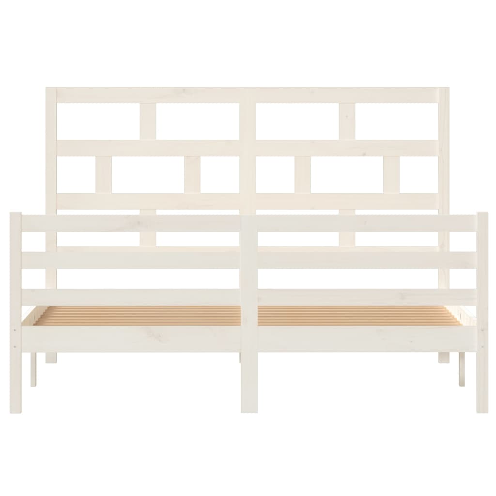 Cadre de lit sans matelas blanc bois de pin massif