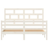 Cadre de lit sans matelas blanc bois de pin massif