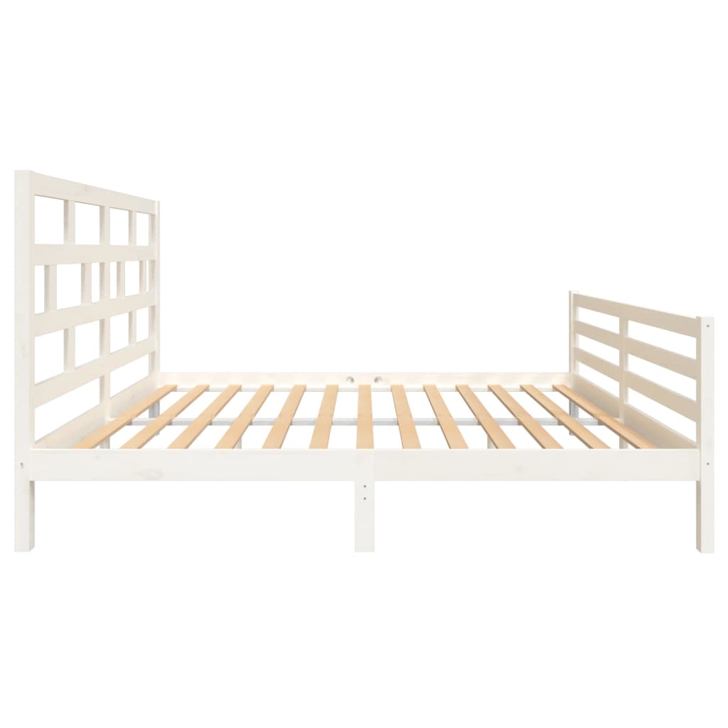 Cadre de lit sans matelas blanc bois de pin massif