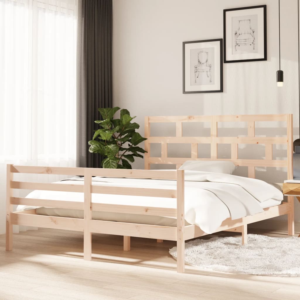 Cadre de lit sans matelas bois massif 160x200 cm