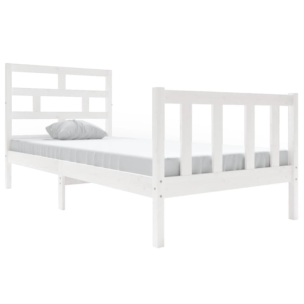 Cadre de lit sans matelas blanc bois de pin massif