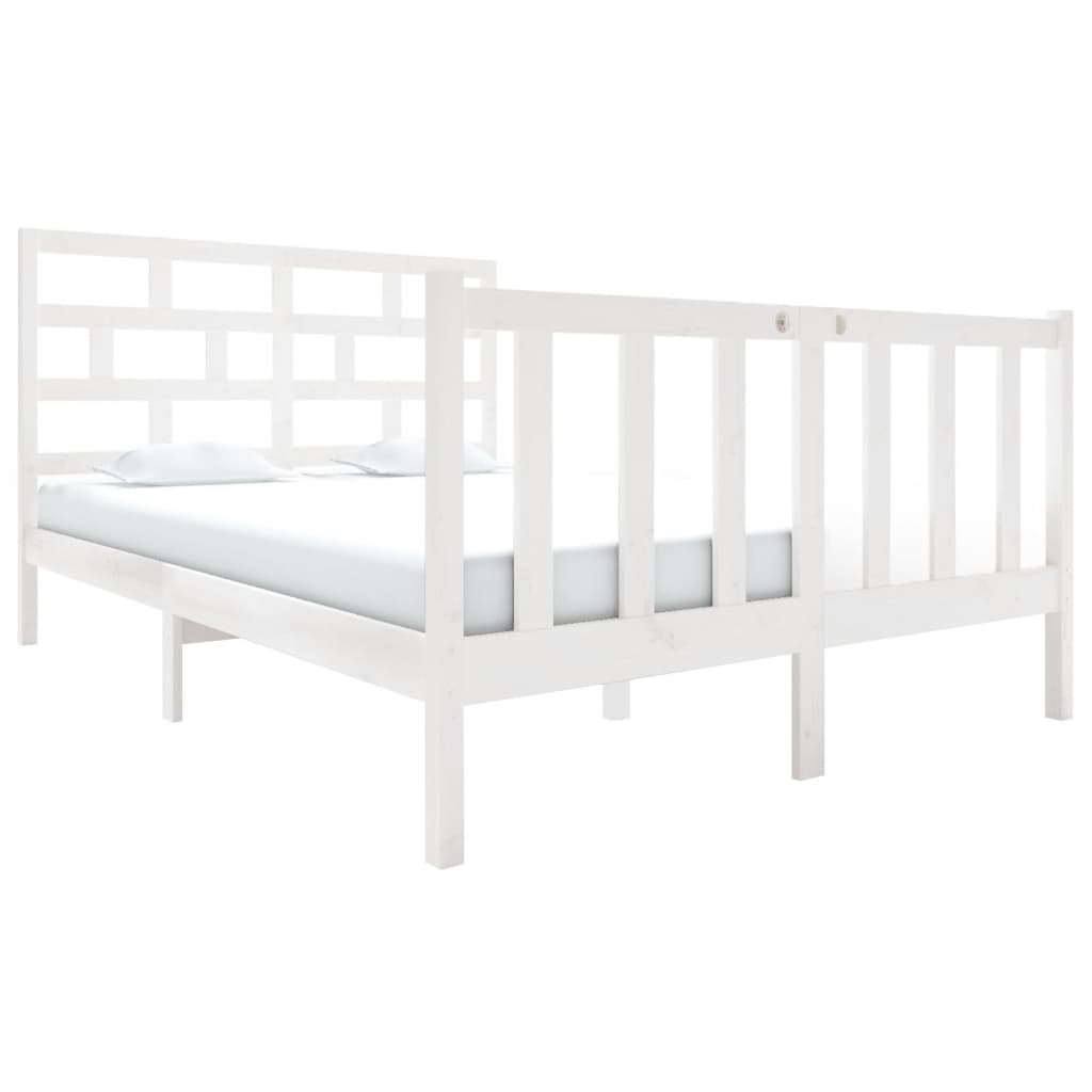 Cadre de lit sans matelas blanc bois de pin massif