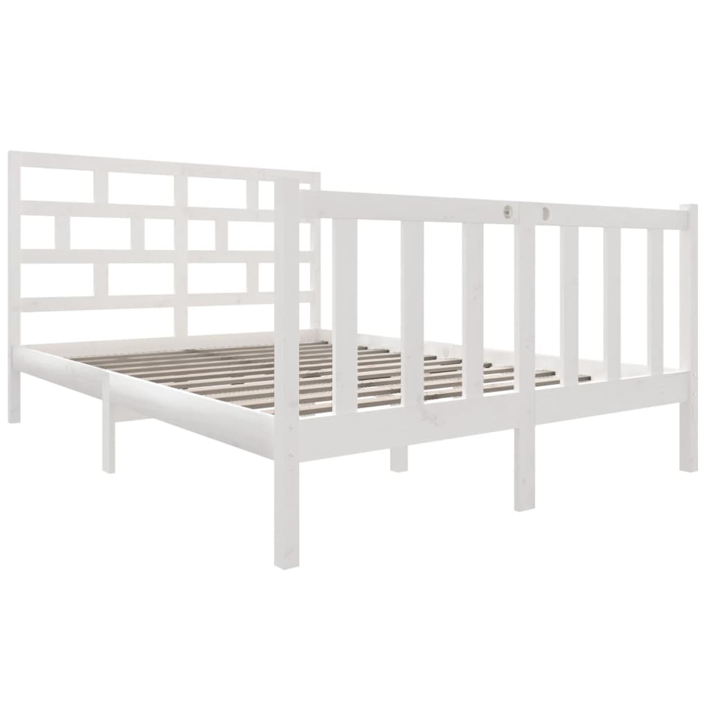 Cadre de lit sans matelas blanc bois de pin massif