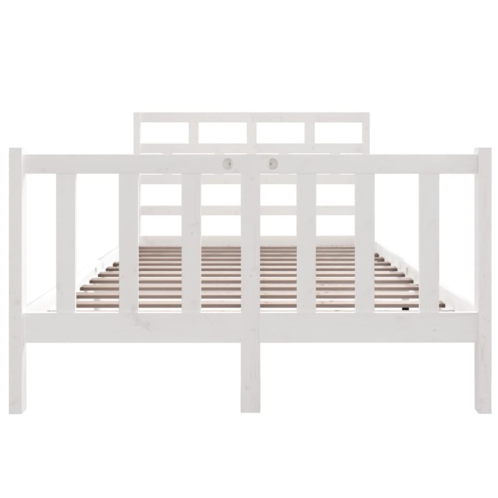 Cadre de lit sans matelas blanc bois de pin massif