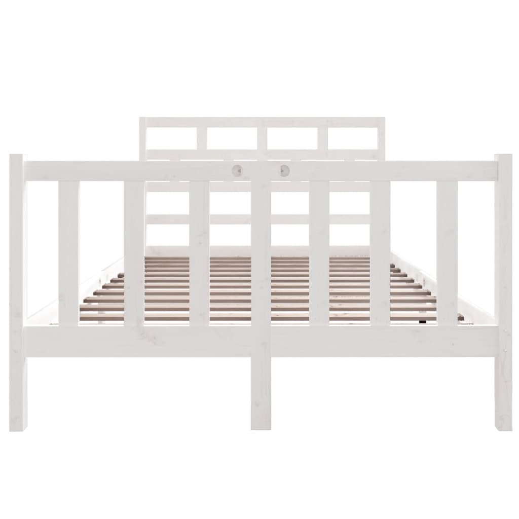 Cadre de lit sans matelas blanc bois de pin massif