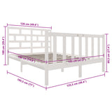 Cadre de lit sans matelas blanc bois de pin massif