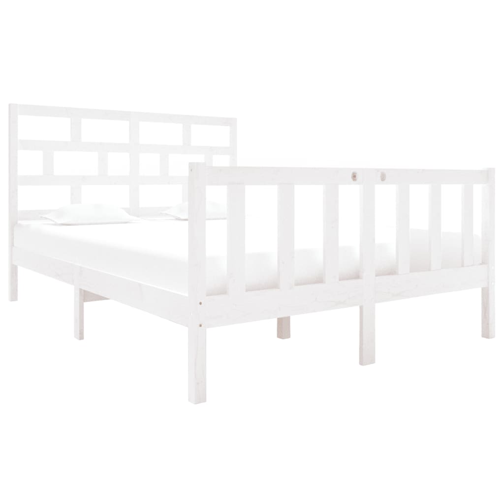 Cadre de lit sans matelas blanc bois de pin massif