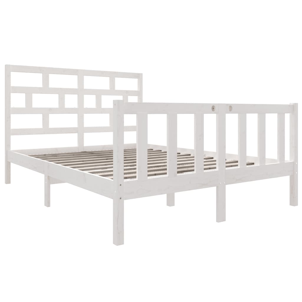 Cadre de lit sans matelas blanc bois de pin massif