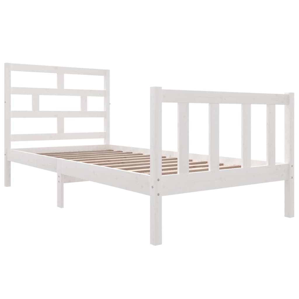 Cadre de lit sans matelas blanc bois massif 90x200 cm