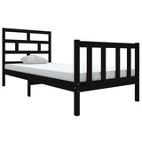 Cadre de lit sans matelas noir bois massif 100x200 cm