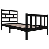 Cadre de lit sans matelas noir bois massif 100x200 cm