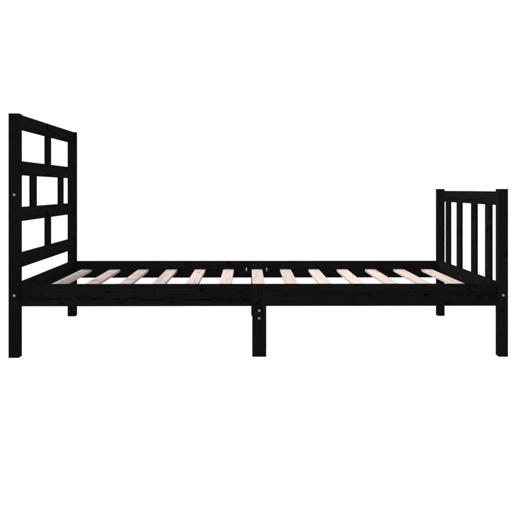 Cadre de lit sans matelas noir bois massif 100x200 cm