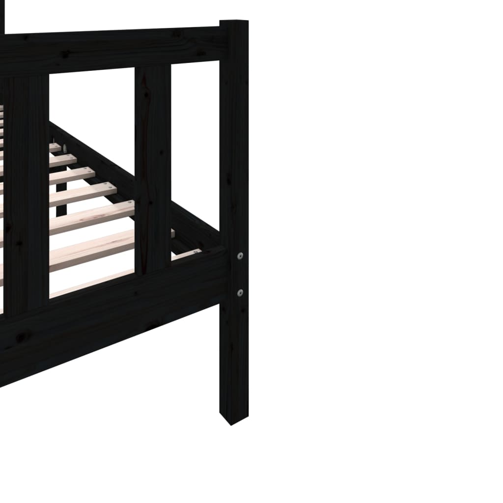 Cadre de lit sans matelas noir bois massif 100x200 cm