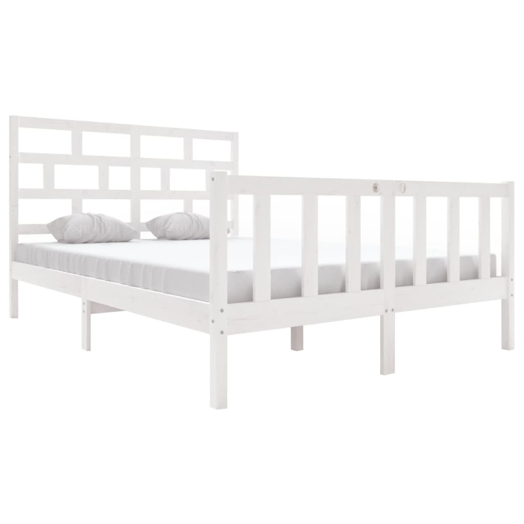 Cadre de lit sans matelas blanc bois de pin massif