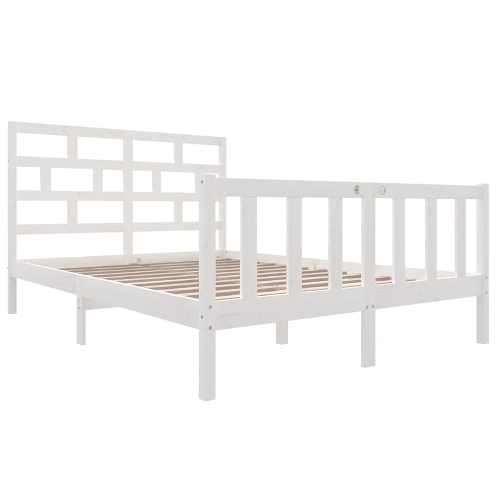 Cadre de lit sans matelas blanc bois de pin massif