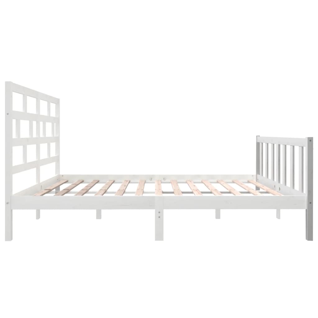 Cadre de lit sans matelas blanc bois de pin massif