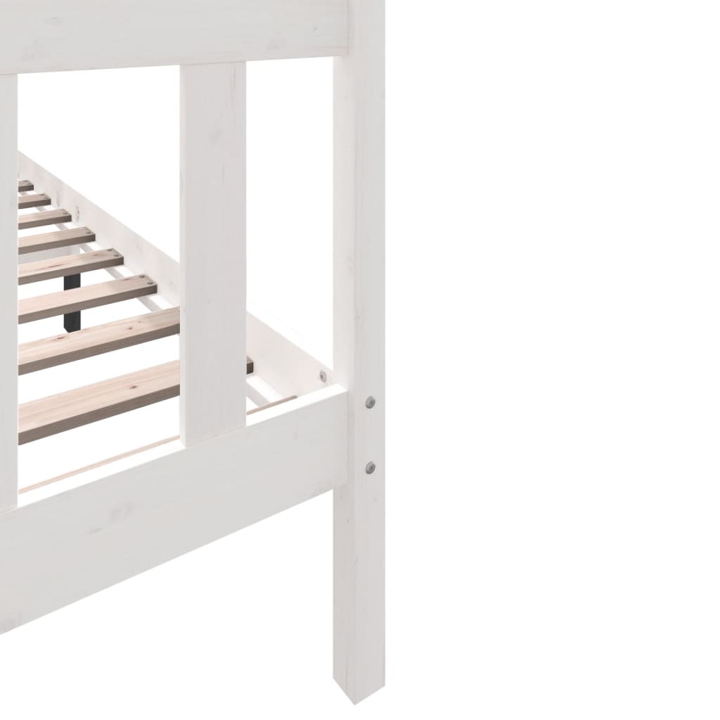 Cadre de lit sans matelas blanc bois de pin massif