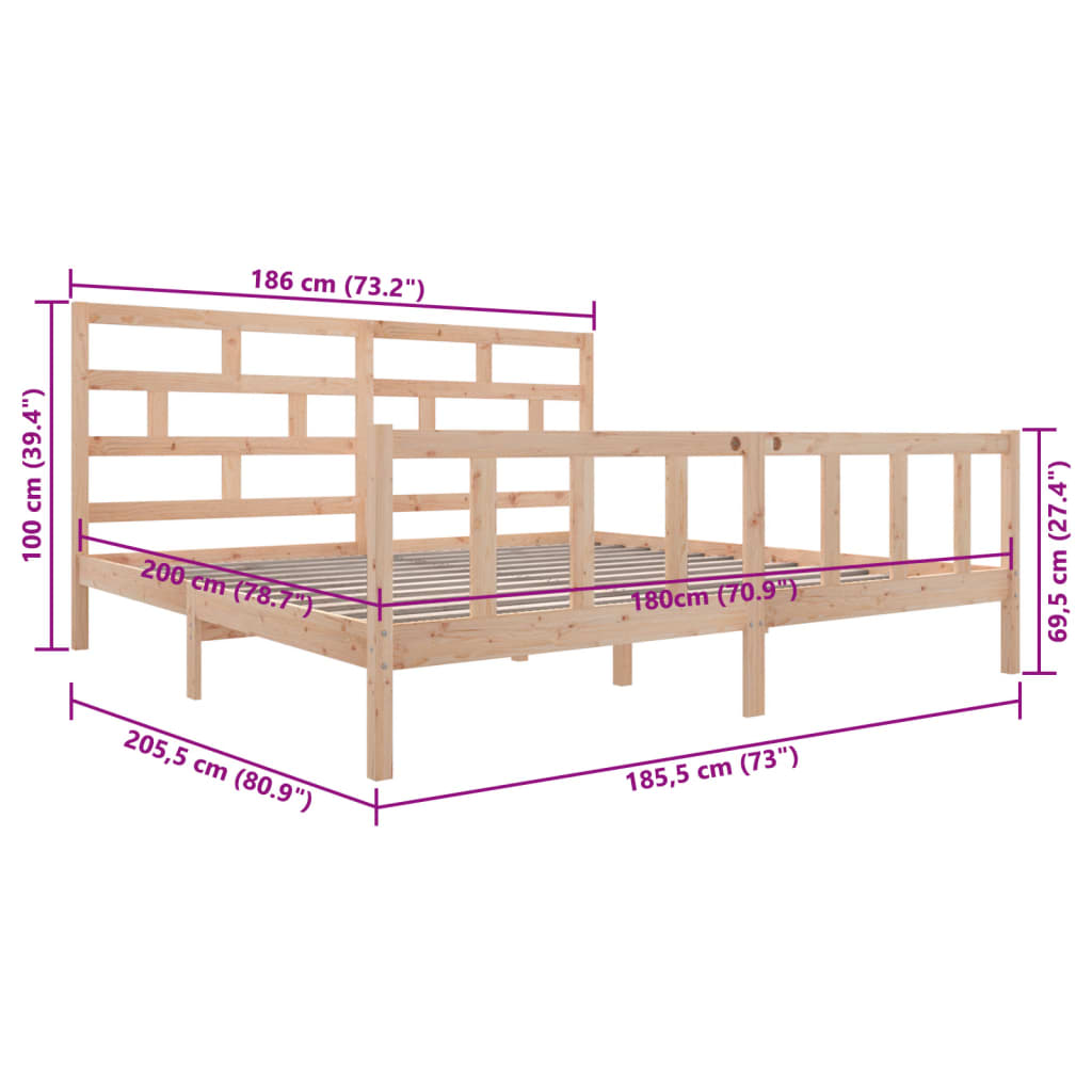 Cadre de lit sans matelas bois de pin massif