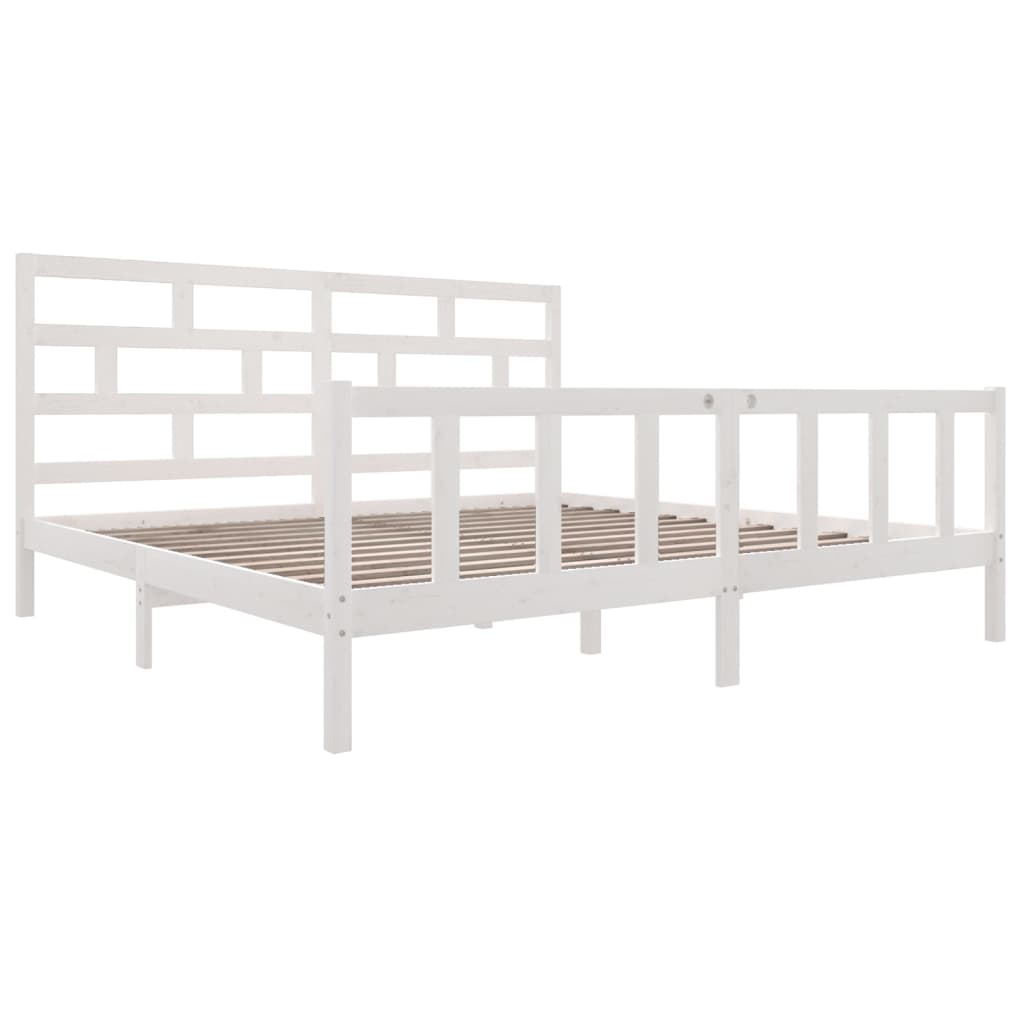 Cadre de lit sans matelas blanc bois de pin massif