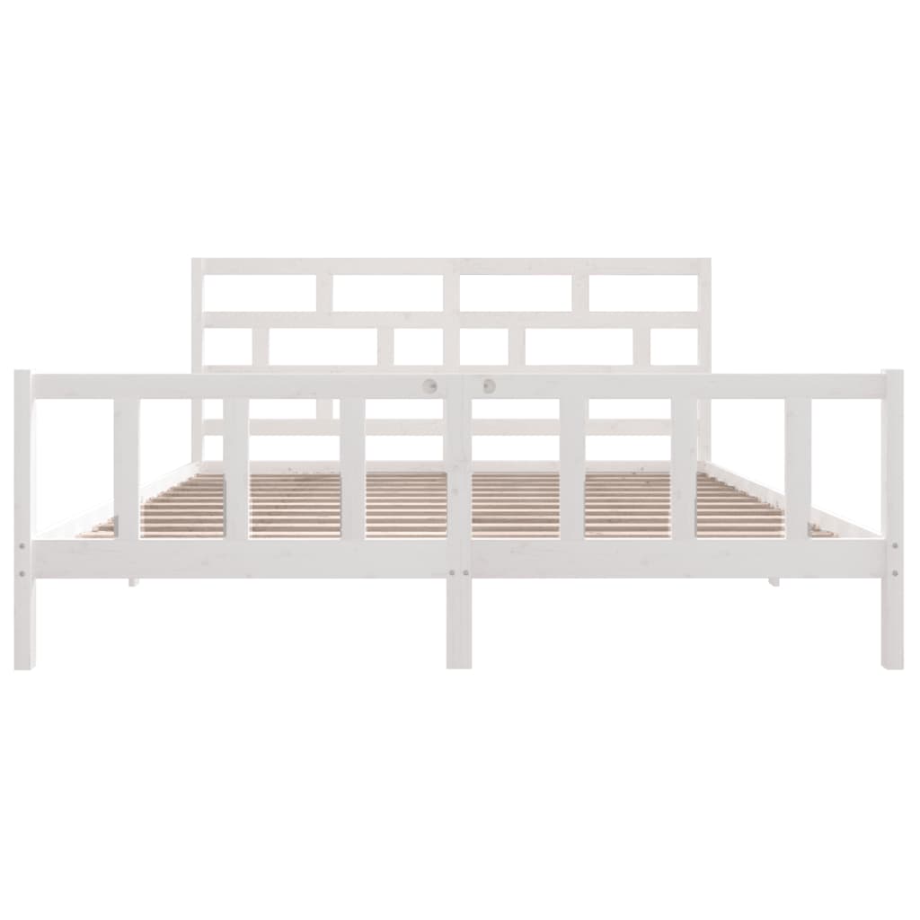 Cadre de lit sans matelas blanc bois de pin massif