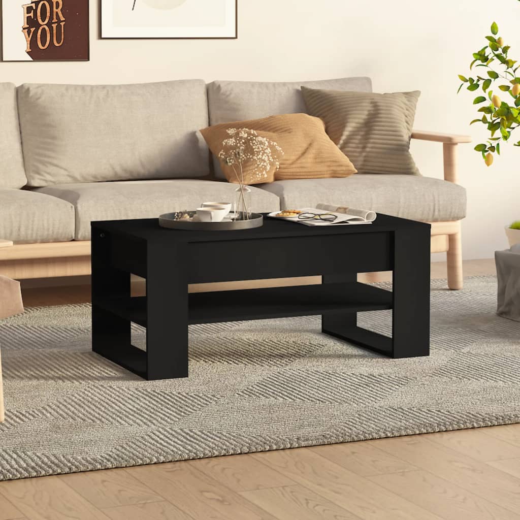 Table basse noir 102x55x45 cm bois d'ingénierie