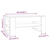 Table basse blanc brillant 102x55x45 cm bois d'ingénierie