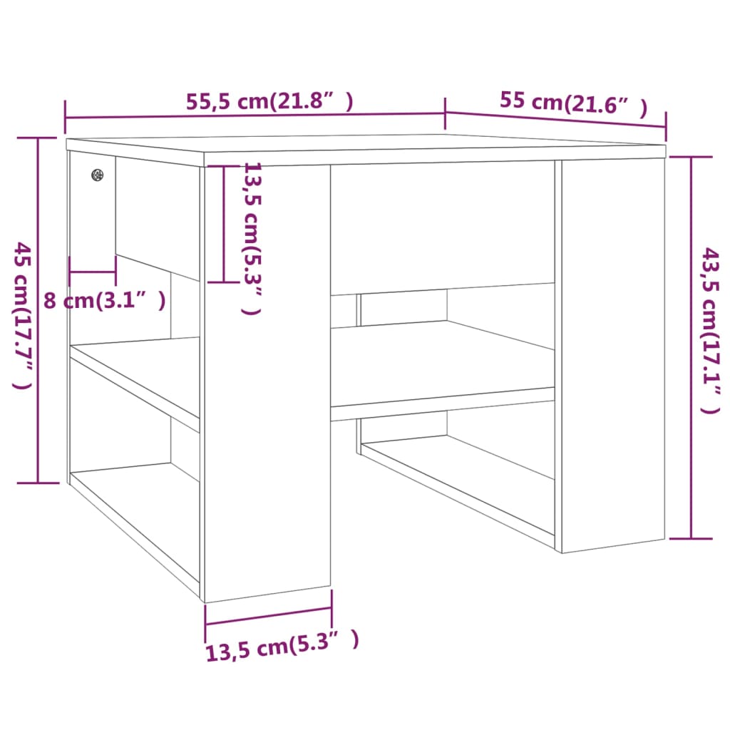 Table basse blanc 55,5x55x45 cm bois d'ingénierie