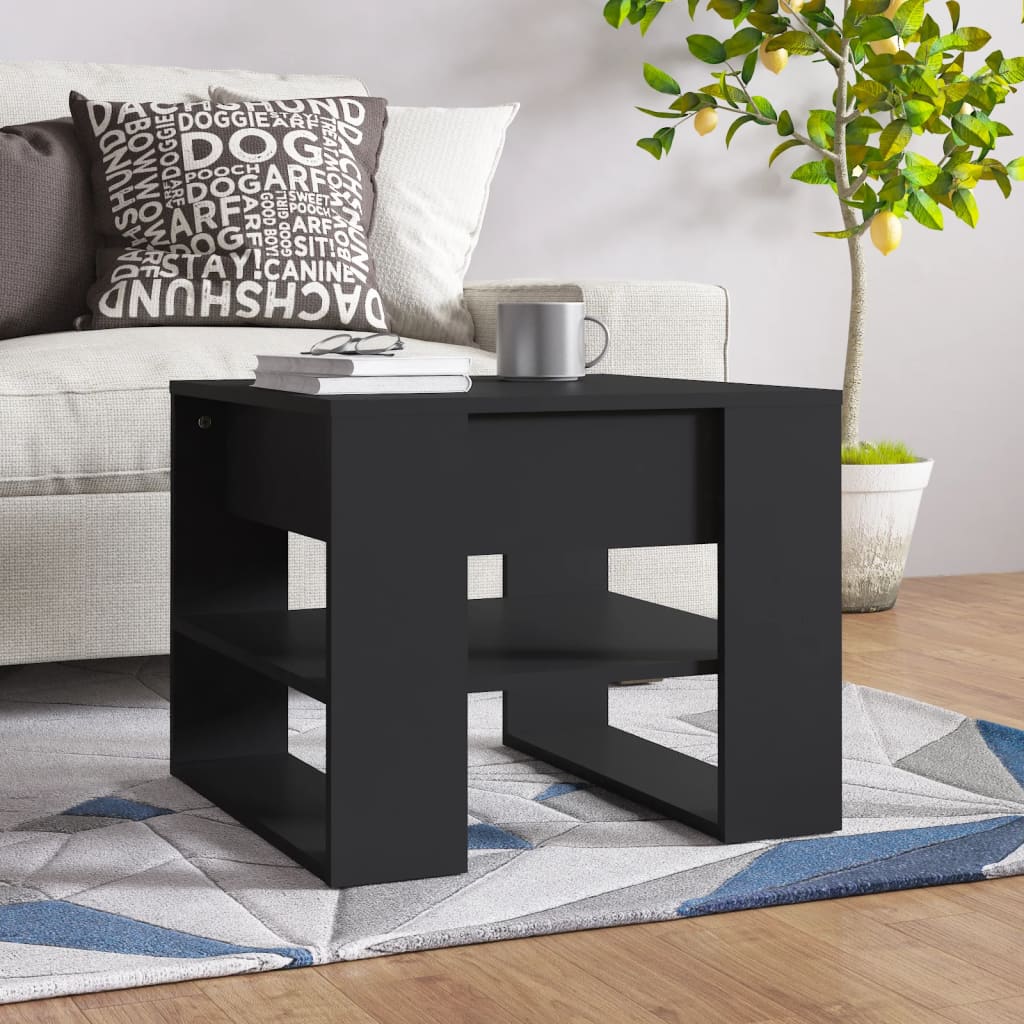 Table basse noir 55,5x55x45 cm bois d'ingénierie