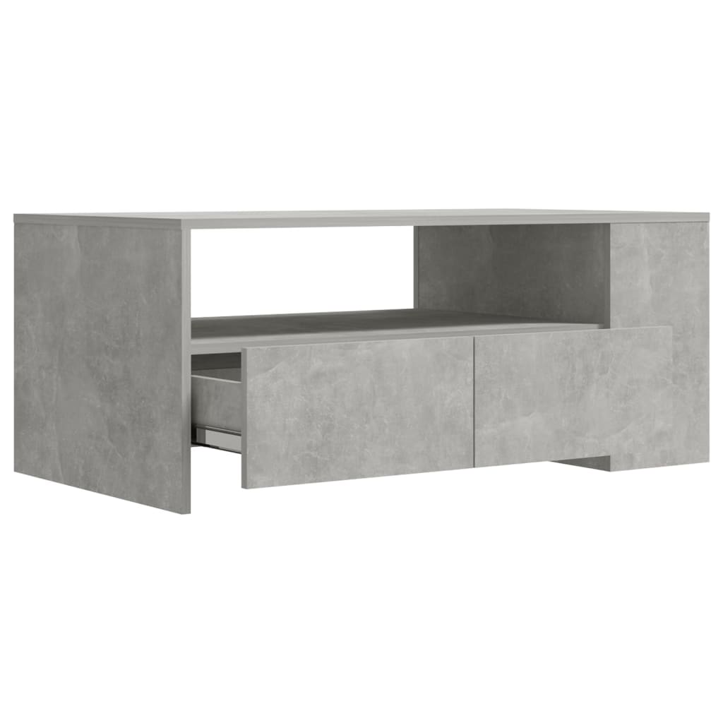 Table basse gris béton 102x55x42 cm bois d'ingénierie