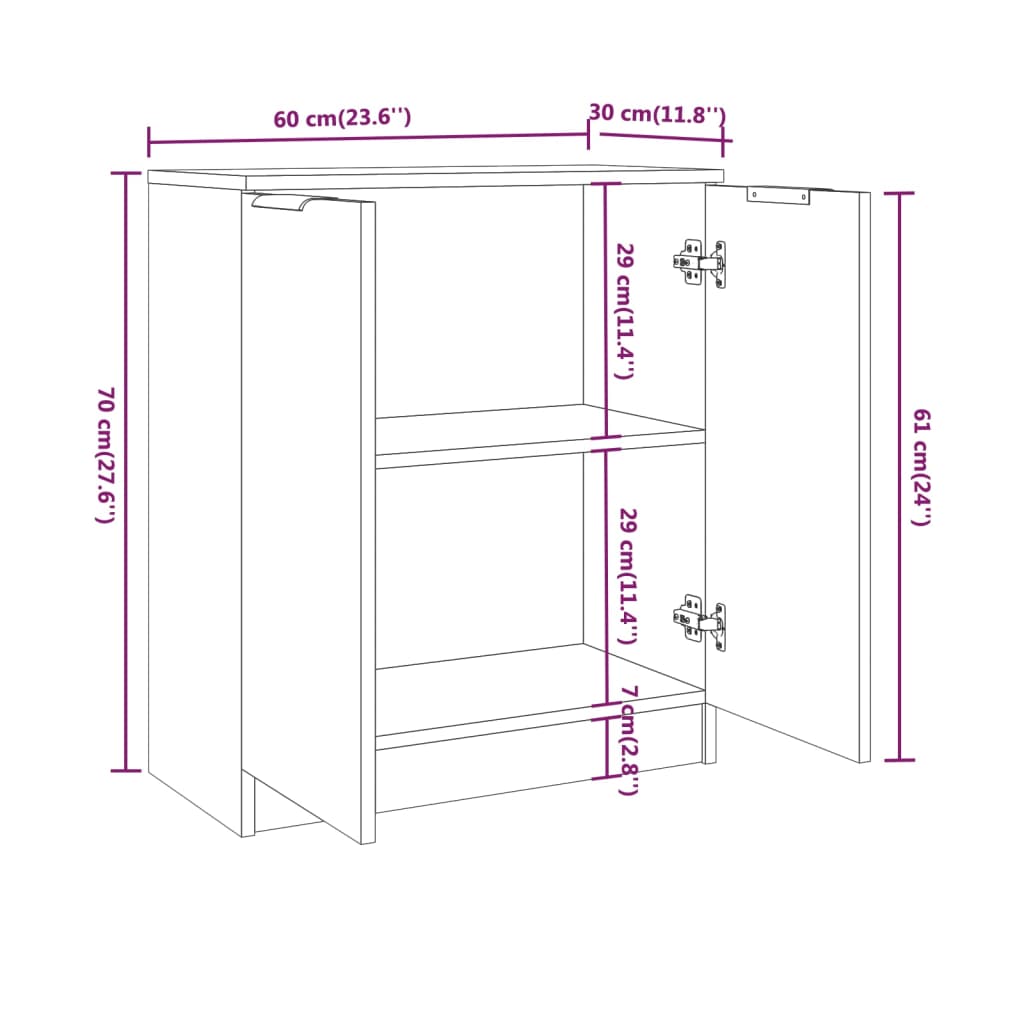 Buffet Blanc 60x30x70 cm Bois d'ingénierie