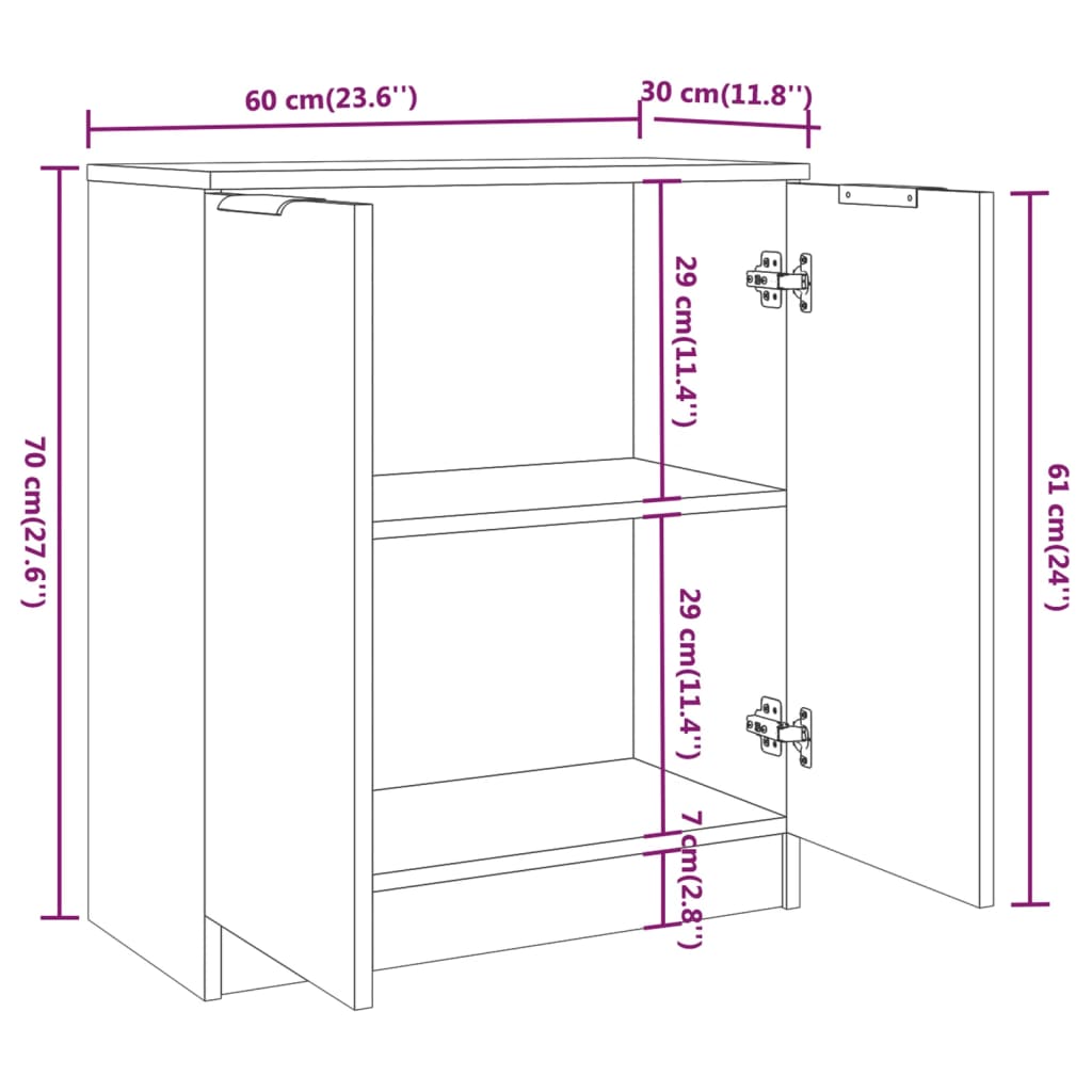 Sideboard Sonoma oak 60x30x70 cm Engineered wood