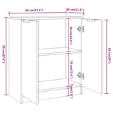 Buffet Gris béton 60x30x70 cm Bois d'ingénierie