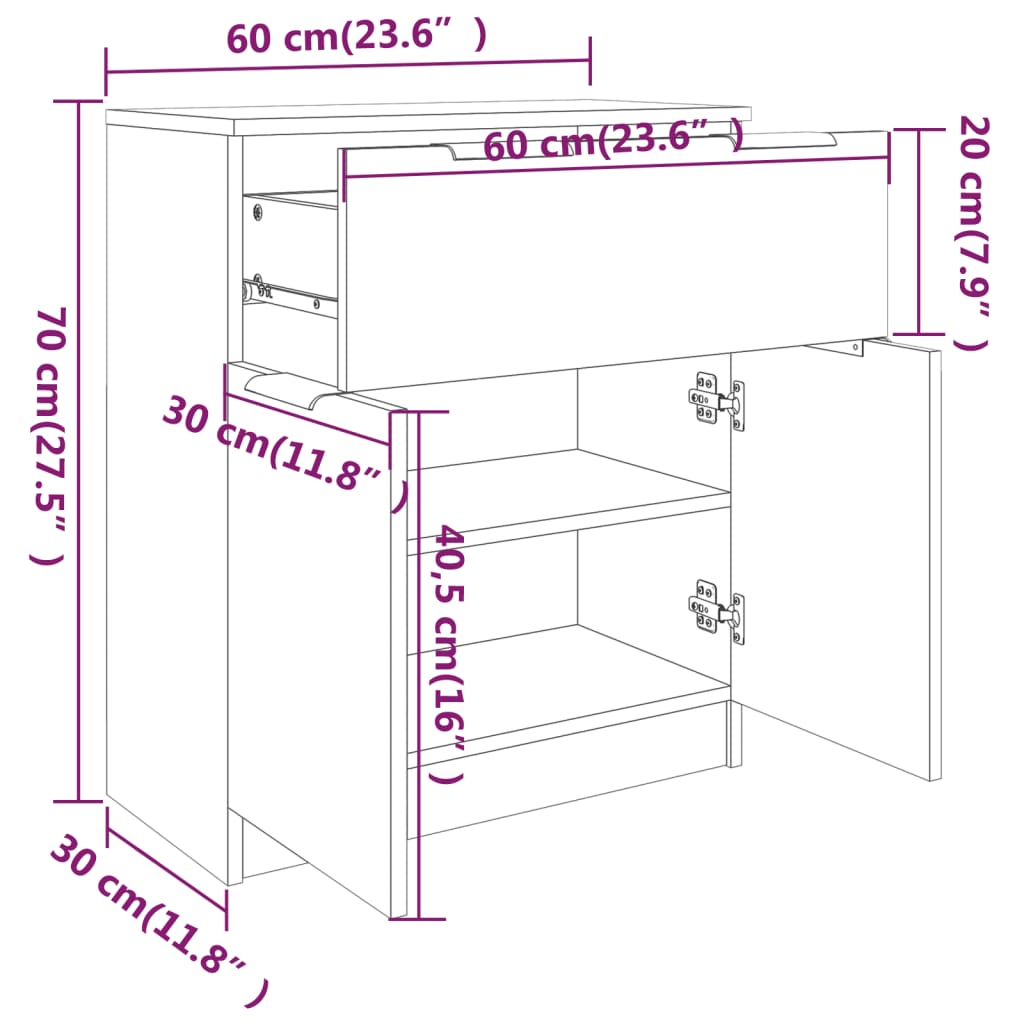 Buffet Blanc 60x30x70 cm Bois d'ingénierie