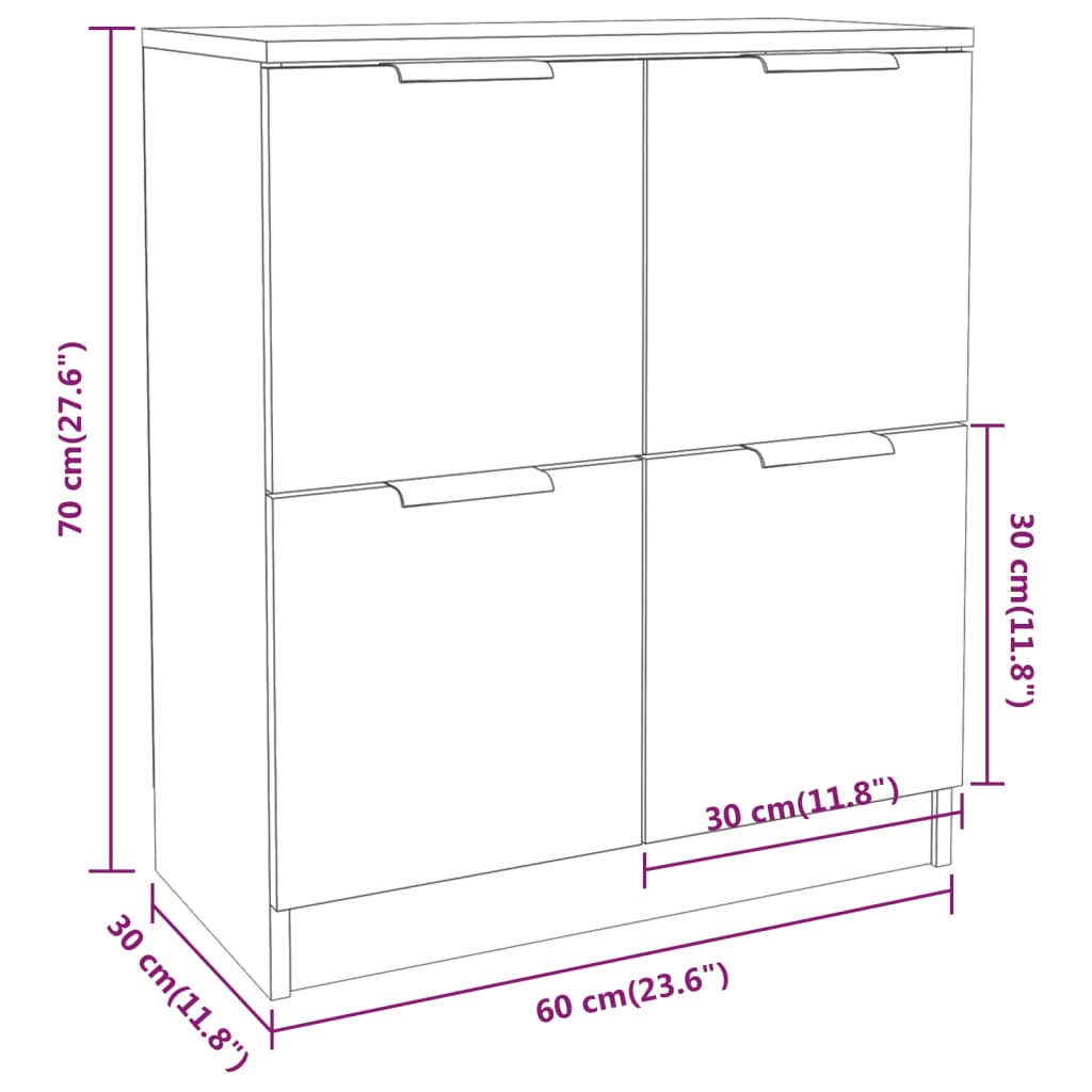 Weißes Sideboard 60x30x70 cm. Holzwerkstoff