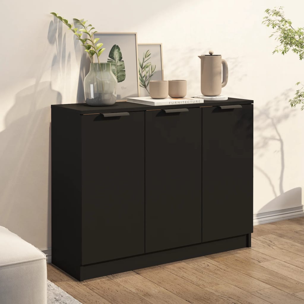 Buffet Noir 90,5x30x70 cm Bois d'ingénierie