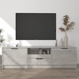 Meuble TV gris béton 140x35x40 cm bois d'ingénierie