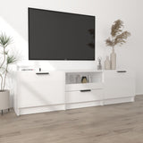 Meuble TV blanc brillant 140x35x40 cm bois d'ingénierie