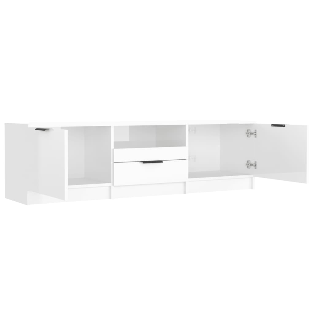 Meuble TV blanc brillant 140x35x40 cm bois d'ingénierie