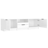 Meuble TV blanc brillant 140x35x40 cm bois d'ingénierie