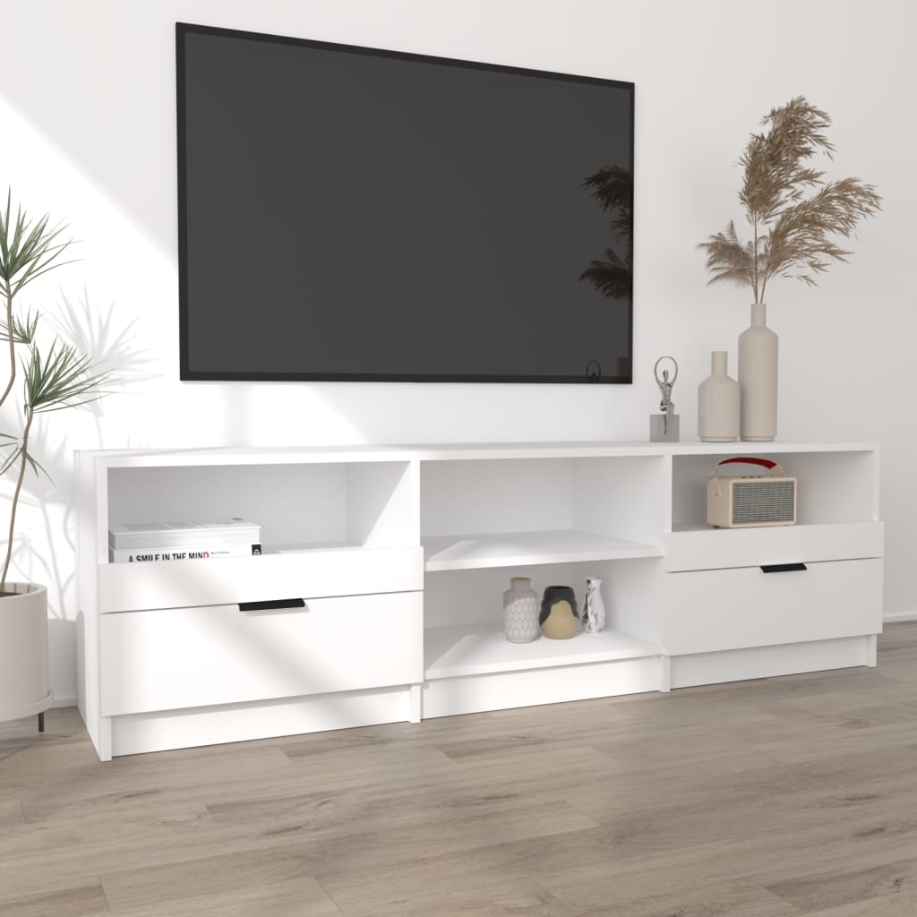 White TV cabinet 150x33.5x45 cm Engineered wood