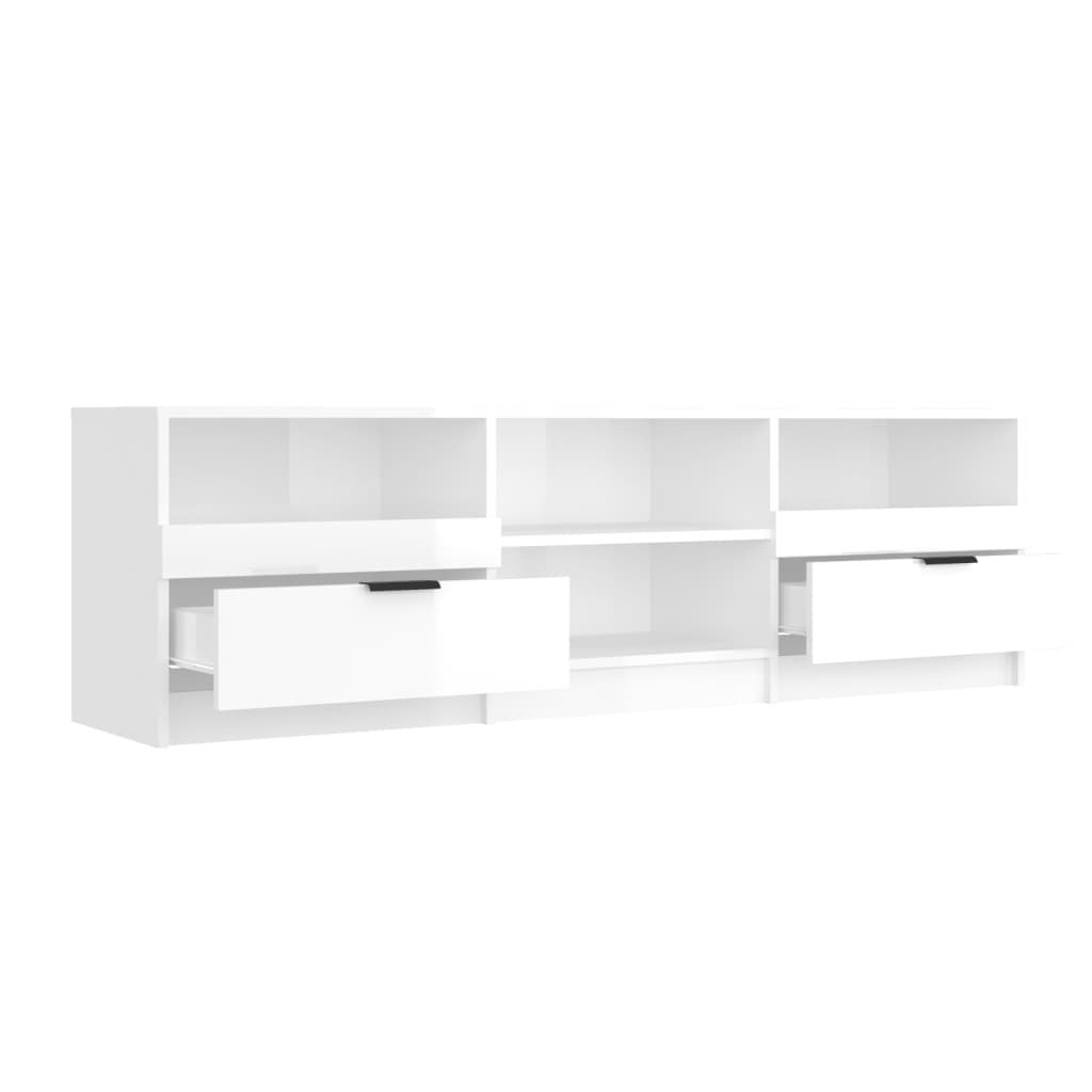 TV cabinet Glossy white 150x33.5x45 cm Engineered wood