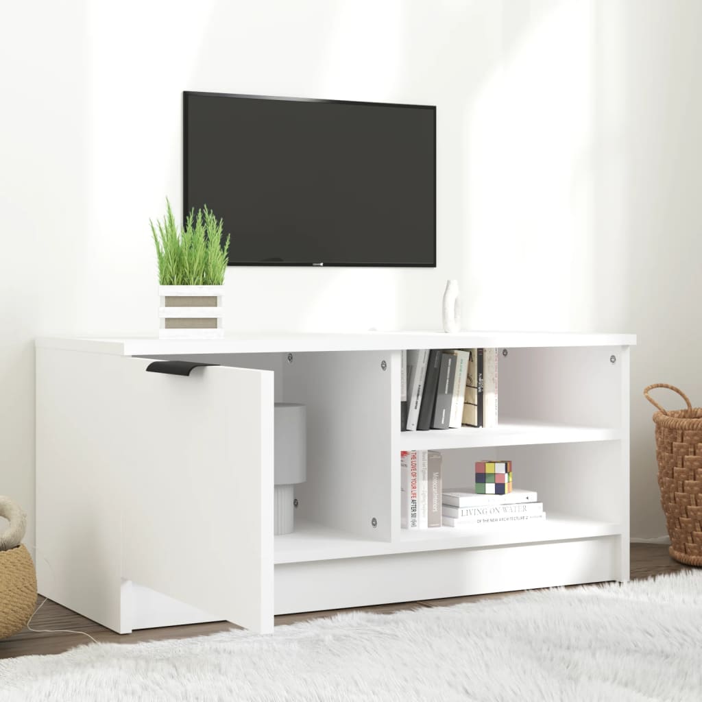 White TV cabinet 80x35x36.5 cm Engineered wood