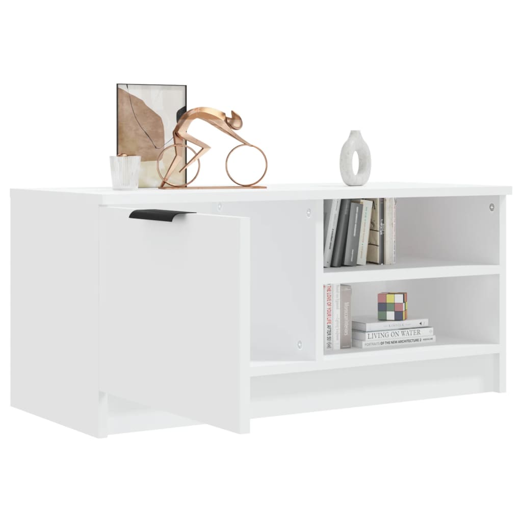 White TV cabinet 80x35x36.5 cm Engineered wood